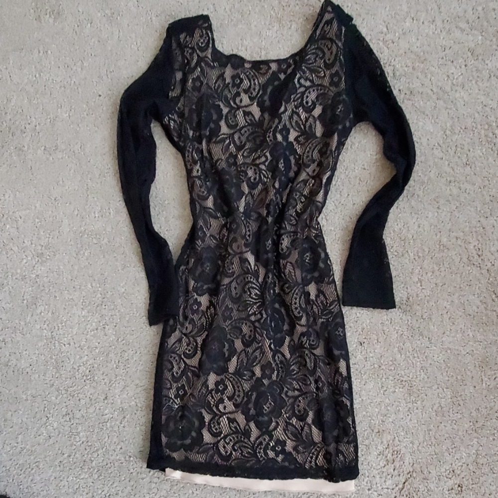 Black and nude lace dress